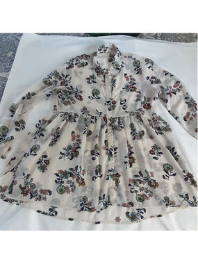 Women's Red Camel Floral Blouse Size L Beige Multicolor
